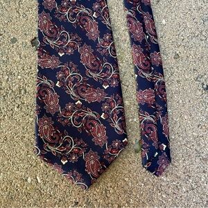 RENE CHAGAL Men’s Navy Paisley Patterned Silk Tie